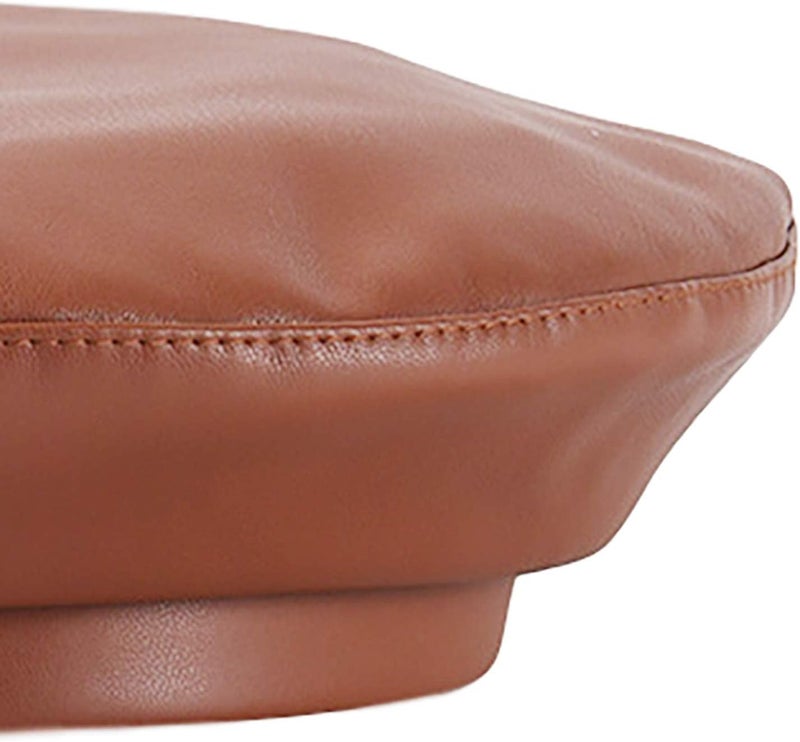 MINGSEECESS Women PU Leather French Black Beret Hat Causal Beanie Hat - Image 5